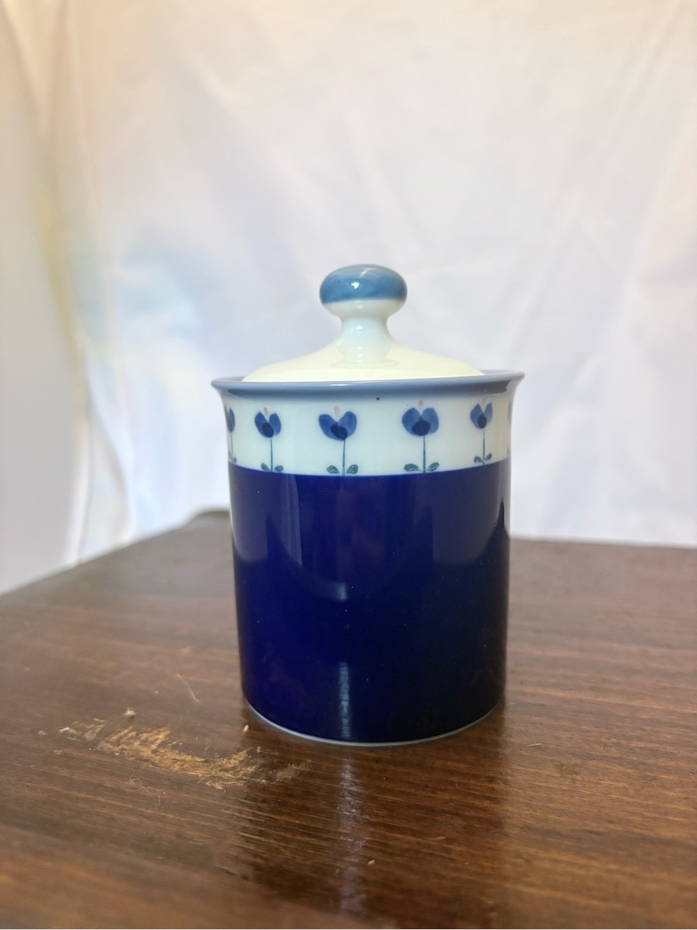 Lidded Sugar Canister by Bee House (Seto, Japan) Cobalt Blue